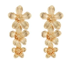 Textured Flower 3 Drop Earrings